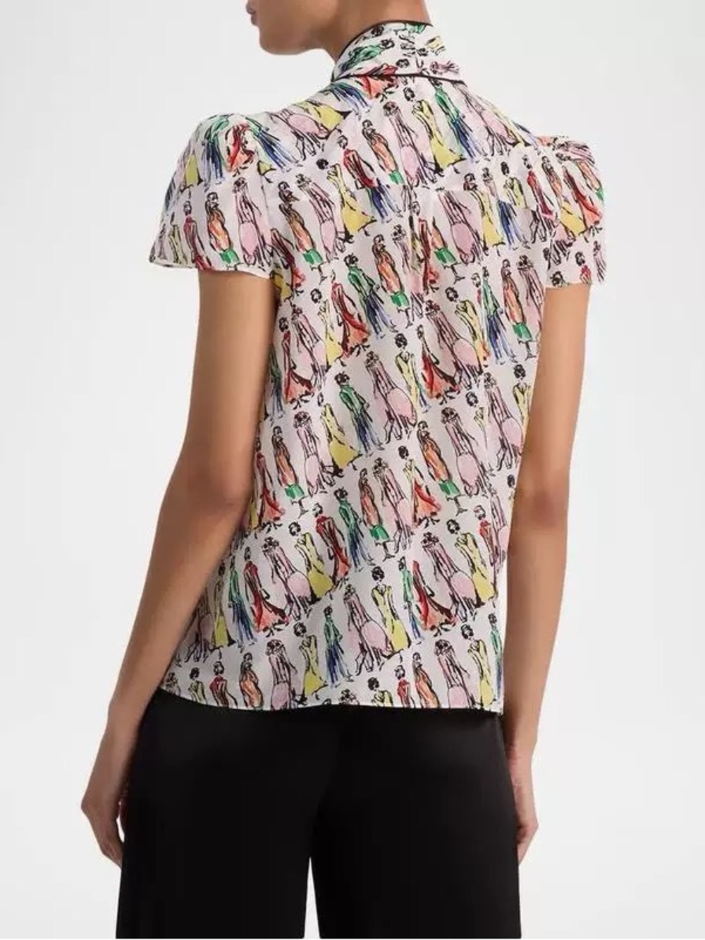 NWT Alice + Olivia Jenie Stace Face Print Silk Button-Up Shirt - Picture 3 of 7